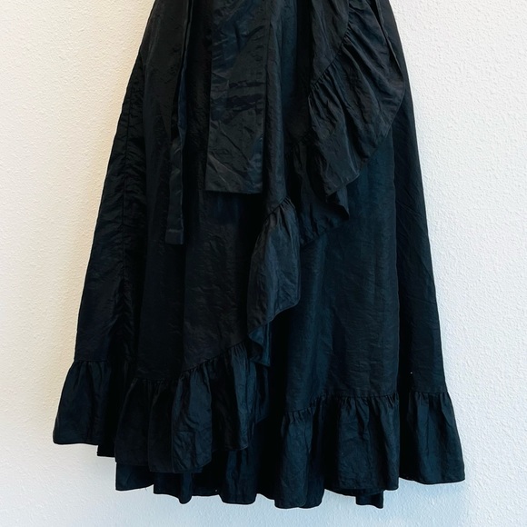 Albert Capraro Vintage Black Ruffle Edge Halter Wrap Dress - Picture 4 of 10